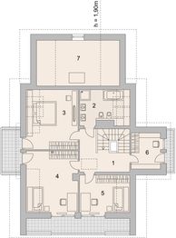 Projekt domu LK&1010 - rzut poddasza, dom liczy 3 pokoje, 2 łazienki i wc