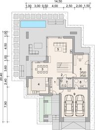 Projekt domu LK&1934 - rzut parteru, dom liczy 3 pokoje, 2 łazienki i wc