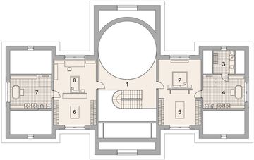 Projekt domu LK&1791 - rzut poddasza, dom liczy 3 pokoje, 4 łazienki i wc