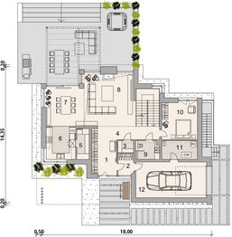 Projekt domu LK&1777 - rzut parteru, dom liczy 3 pokoje, 2 łazienki i wc