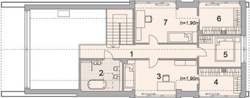 Projekt domu LK&1592 - rzut poddasza, dom liczy 4 pokoje, 3 łazienki i wc