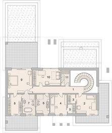 Projekt domu LK&1578 - rzut 1 piętra, dom liczy 5 pokoje, 4 łazienki i wc