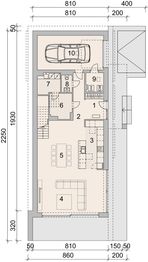 Projekt domu LK&1575 - rzut parteru, dom liczy 3 pokoje, 3 łazienki i wc
