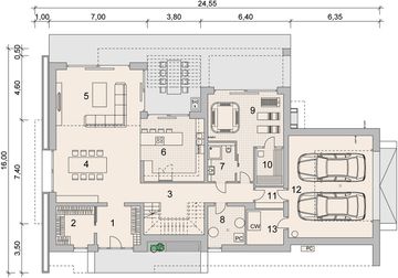Projekt domu LK&1567 - rzut parteru, dom liczy 4 pokoje, 3 łazienki i wc