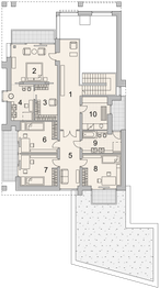 Projekt domu LK&1561 - rzut 1 piętra, dom liczy 6 pokoje, 3 łazienki i wc