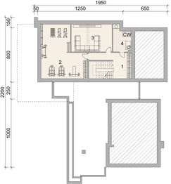 Projekt domu LK&1534 - rzut piwnicy, dom liczy 4 pokoje, 2 łazienki i wc