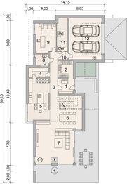Projekt domu LK&1532 - rzut parteru, dom liczy 4 pokoje, 3 łazienki i wc