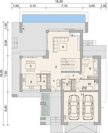 Projekt domu LK&1526 - rzut parteru, dom liczy 4 pokoje, 3 łazienki i wc