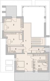 Projekt domu LK&1525 - rzut 1 piętra, dom liczy 4 pokoje, 3 łazienki i wc