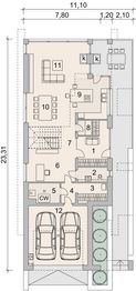 Projekt domu LK&1509 - rzut parteru, dom liczy 4 pokoje, 3 łazienki i wc