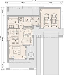 Projekt domu LK&1473 - rzut parteru, dom liczy 4 pokoje, 3 łazienki i wc