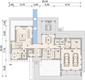 Projekt domu LK&1472 - rzut parteru, dom liczy 4 pokoje, 4 łazienki i wc