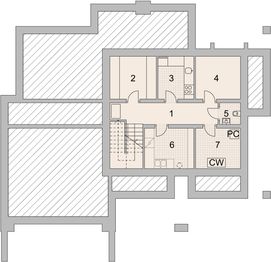 Projekt domu LK&1471 - rzut piwnicy, dom liczy 4 pokoje, 2 łazienki i wc