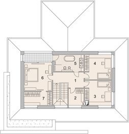 Projekt domu LK&1471 - rzut 1 piętra, dom liczy 4 pokoje, 2 łazienki i wc