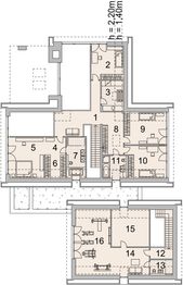Projekt domu LK&1460 - rzut poddasza, dom liczy 6 pokoje, 4 łazienki i wc
