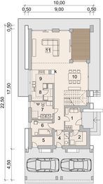 Projekt domu LK&1459 - rzut parteru, dom liczy 4 pokoje, 2 łazienki i wc