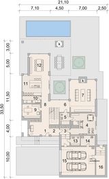 Projekt domu LK&1442 - rzut parteru, dom liczy 4 pokoje, 4 łazienki i wc