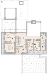 Projekt domu LK&1442 - rzut 1 piętra, dom liczy 4 pokoje, 4 łazienki i wc