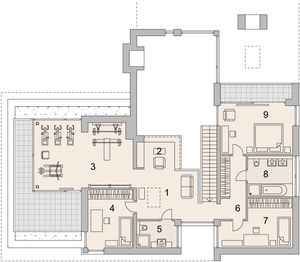 Projekt domu LK&1441 - rzut 1 piętra, dom liczy 4 pokoje, 4 łazienki i wc