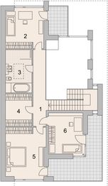 Projekt domu LK&1440 - rzut 1 piętra, dom liczy 3 pokoje, 2 łazienki i wc