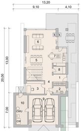 Projekt domu LK&1437 - rzut parteru, dom liczy 4 pokoje, 3 łazienki i wc
