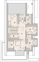 Projekt domu LK&1437 - rzut poddasza, dom liczy 4 pokoje, 3 łazienki i wc