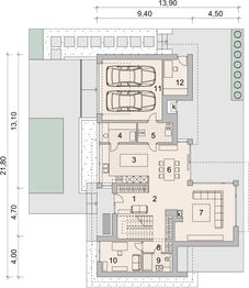 Projekt domu LK&1429 - rzut parteru, dom liczy 4 pokoje, 3 łazienki i wc