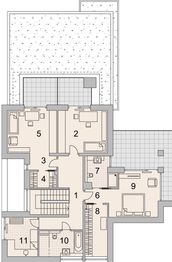 Projekt domu LK&1429 - rzut 1 piętra, dom liczy 4 pokoje, 3 łazienki i wc