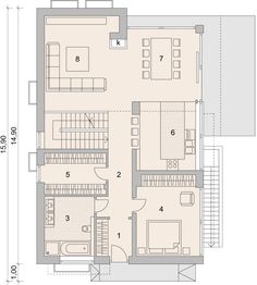 Projekt domu LK&1428 - rzut parteru, dom liczy 4 pokoje, 2 łazienki i wc