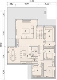 Projekt domu LK&1418 - rzut parteru, dom liczy 5 pokoje, 3 łazienki i wc