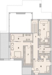 Projekt domu LK&1418 - rzut 1 piętra, dom liczy 5 pokoje, 3 łazienki i wc