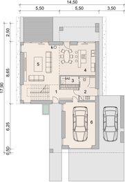 Projekt domu LK&1417 - rzut parteru, dom liczy 2 pokoje, 2 łazienki i wc