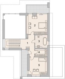Projekt domu LK&1417 - rzut 1 piętra, dom liczy 2 pokoje, 2 łazienki i wc
