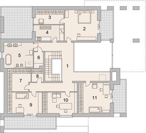 Projekt domu LK&1415 - rzut 1 piętra, dom liczy 5 pokoje, 2 łazienki i wc