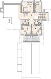Projekt domu LK&1412 - rzut 1 piętra, dom liczy 3 pokoje, 2 łazienki i wc