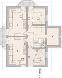 Projekt domu LK&1410 - rzut poddasza, dom liczy 4 pokoje, 2 łazienki i wc