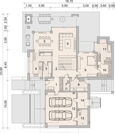 Projekt domu LK&1408 - rzut parteru, dom liczy 4 pokoje, 3 łazienki i wc
