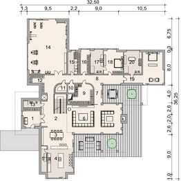 Projekt domu LK&1404 - rzut parteru, dom liczy 3 pokoje, 4 łazienki i wc