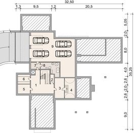 Projekt domu LK&1404 - rzut piwnicy, dom liczy 3 pokoje, 4 łazienki i wc
