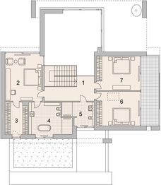 Projekt domu LK&1402 - rzut 1 piętra, dom liczy 3 pokoje, 3 łazienki i wc