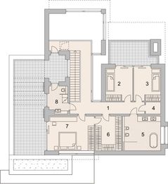 Projekt domu LK&1401 - rzut 1 piętra, dom liczy 4 pokoje, 2 łazienki i wc