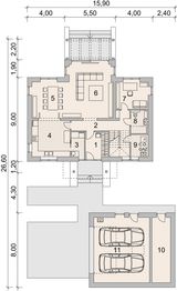 Projekt domu LK&1392 - rzut parteru, dom liczy 4 pokoje, 2 łazienki i wc