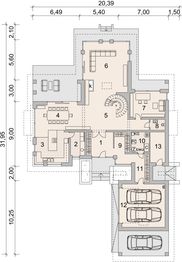 Projekt domu LK&1386 - rzut parteru, dom liczy 4 pokoje, 3 łazienki i wc