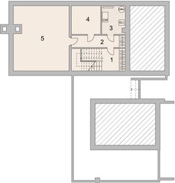 Projekt domu LK&1382 - rzut piwnicy, dom liczy 4 pokoje, 3 łazienki i wc