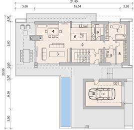 Projekt domu LK&1382 - rzut parteru, dom liczy 4 pokoje, 3 łazienki i wc