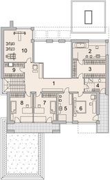Projekt domu LK&1380 - rzut 1 piętra, dom liczy 5 pokoje, 5 łazienki i wc