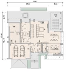 Projekt domu LK&1378 - rzut parteru, dom liczy 5 pokoje, 3 łazienki i wc