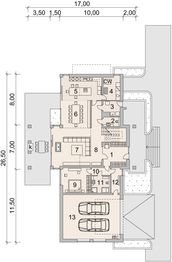 Projekt domu LK&1367 - rzut parteru, dom liczy 4 pokoje, 4 łazienki i wc