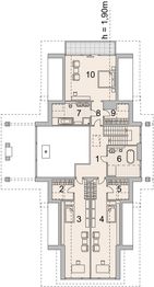 Projekt domu LK&1367 - rzut poddasza, dom liczy 4 pokoje, 4 łazienki i wc