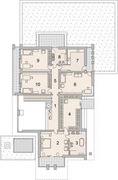 Projekt domu LK&1361 - rzut 1 piętra, dom liczy 6 pokoje, 4 łazienki i wc